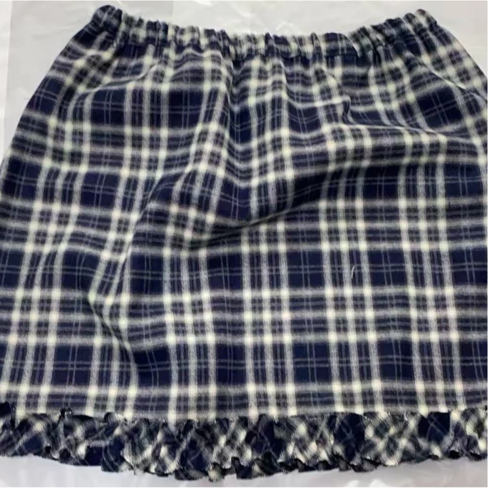 【NO退NO换】韩国东大门2025冬款l5a蓝色格子花边半身裙