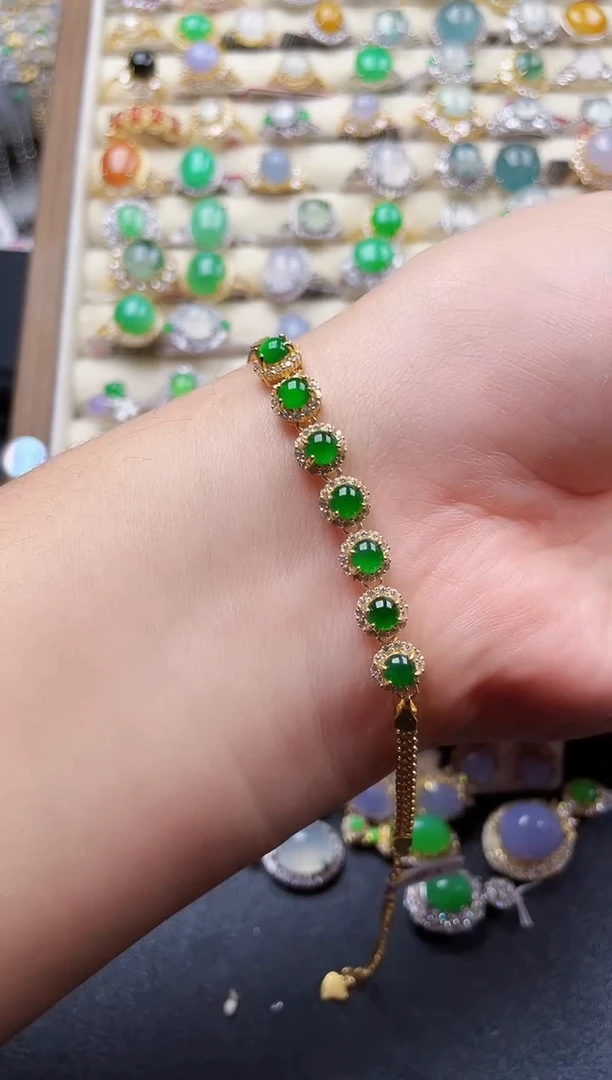 银S925镶嵌手链翡翠181