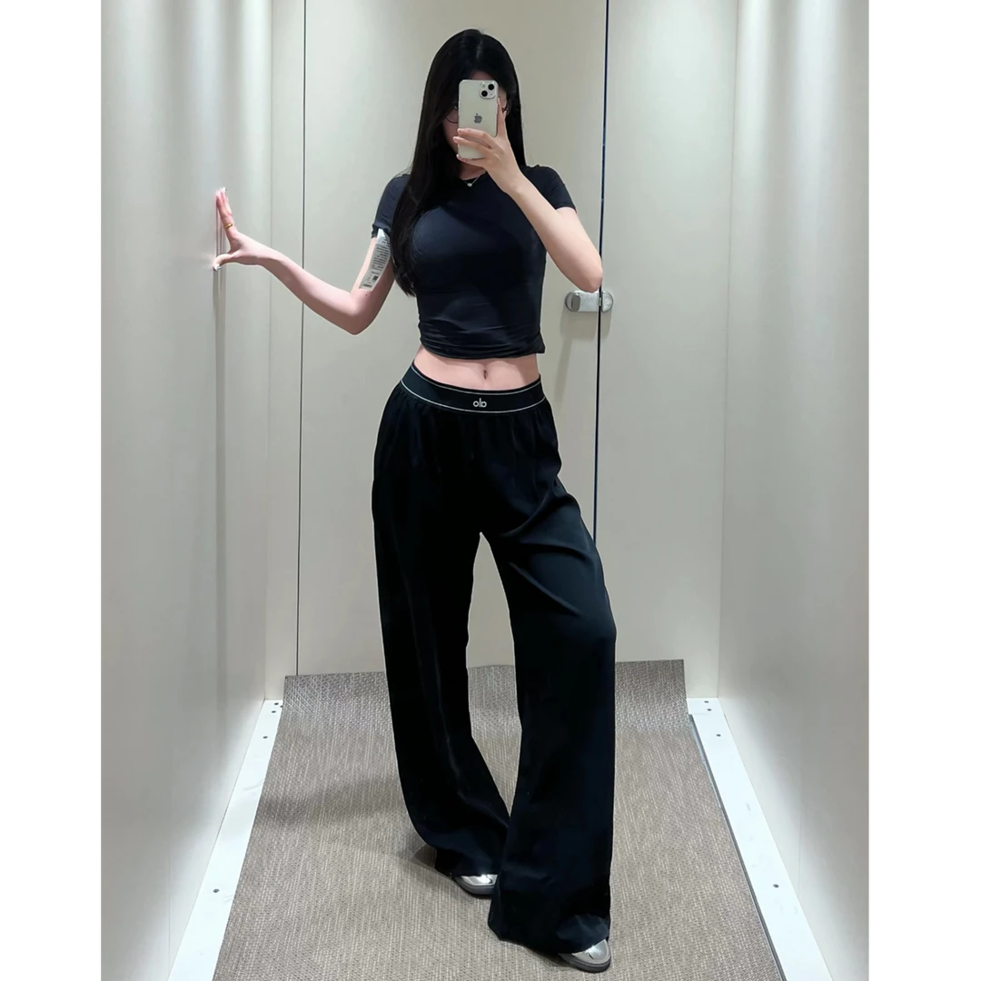 aIo速干裤阔腿裤瑜伽裤女士春夏秋季透气速干健身裤直筒裤