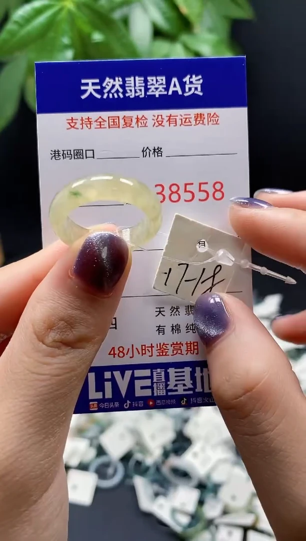 翡翠戒指未镶嵌天然翡翠戒圈8558