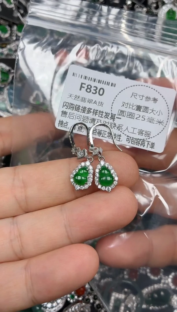 颈饰未镶嵌翡翠F830耳钩