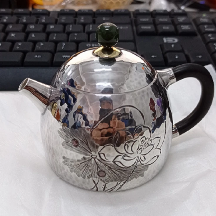 蜂鸟工坊 出口 木把锤纹荷叶荷花秦权小壶FNN1484