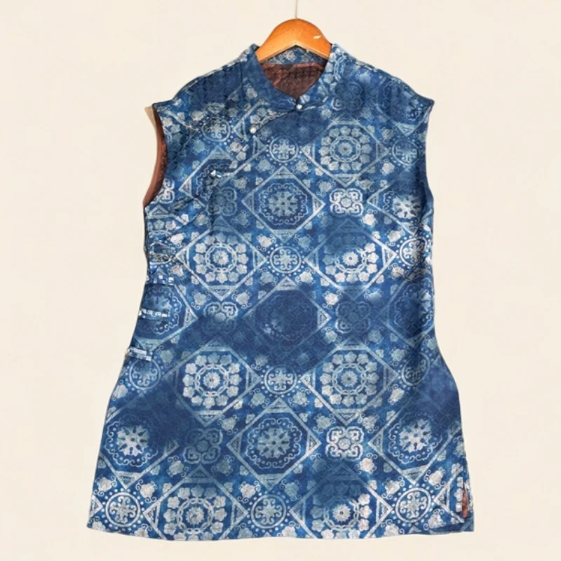 有钱花-奥黛新款非遗新中式香云纱木薯真丝时尚国风香云纱背心