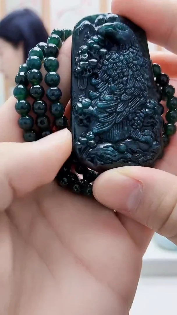 未镶嵌定制翡翠4812bb-毛货挂件35赠珠链