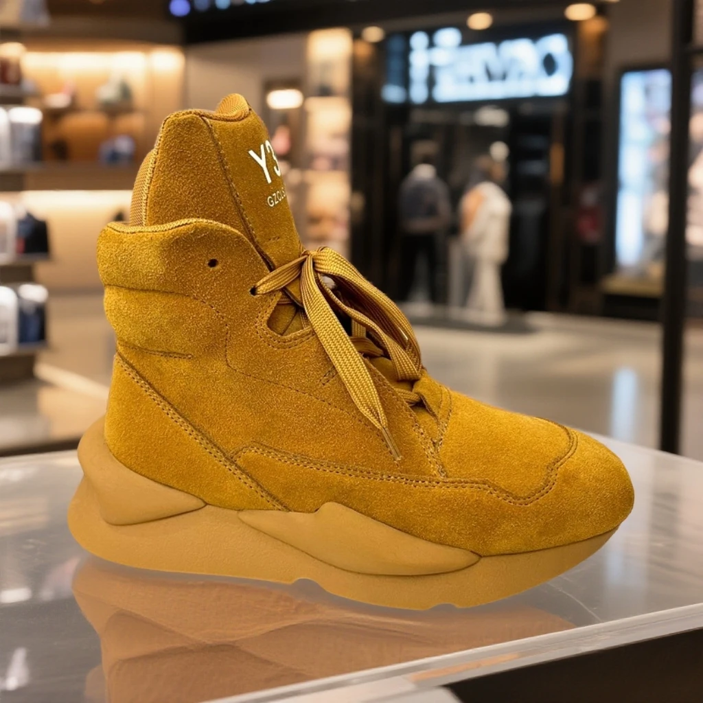 Y3GZCLSW沙漠黄秋冬潮牌老爹鞋男真皮厚底磨砂牛皮运动情侣高帮鞋