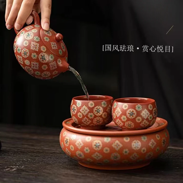 国风紫砂西施壶功夫茶具陶瓷送礼高档泡茶壶一壶两杯礼盒装