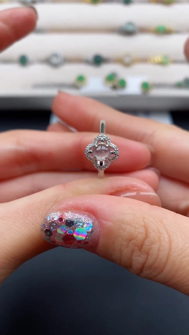 银S925镶嵌戒指翡翠88888888+7