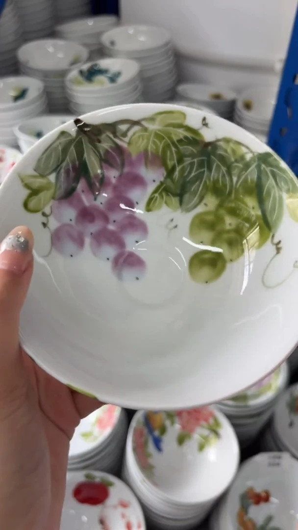 瓷片景德镇陶瓷食品级手绘釉中彩-斗笠碗