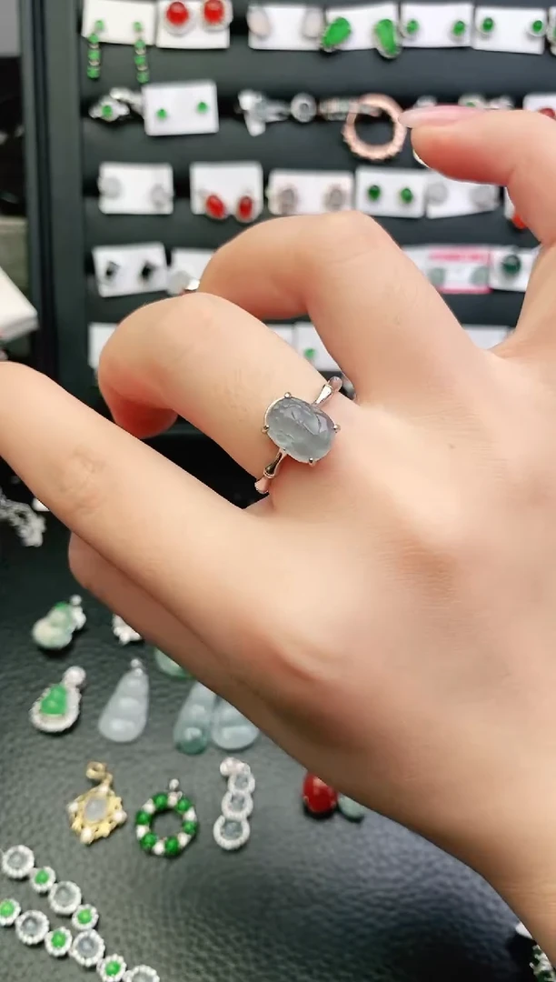 银S925镶嵌戒指翡翠0