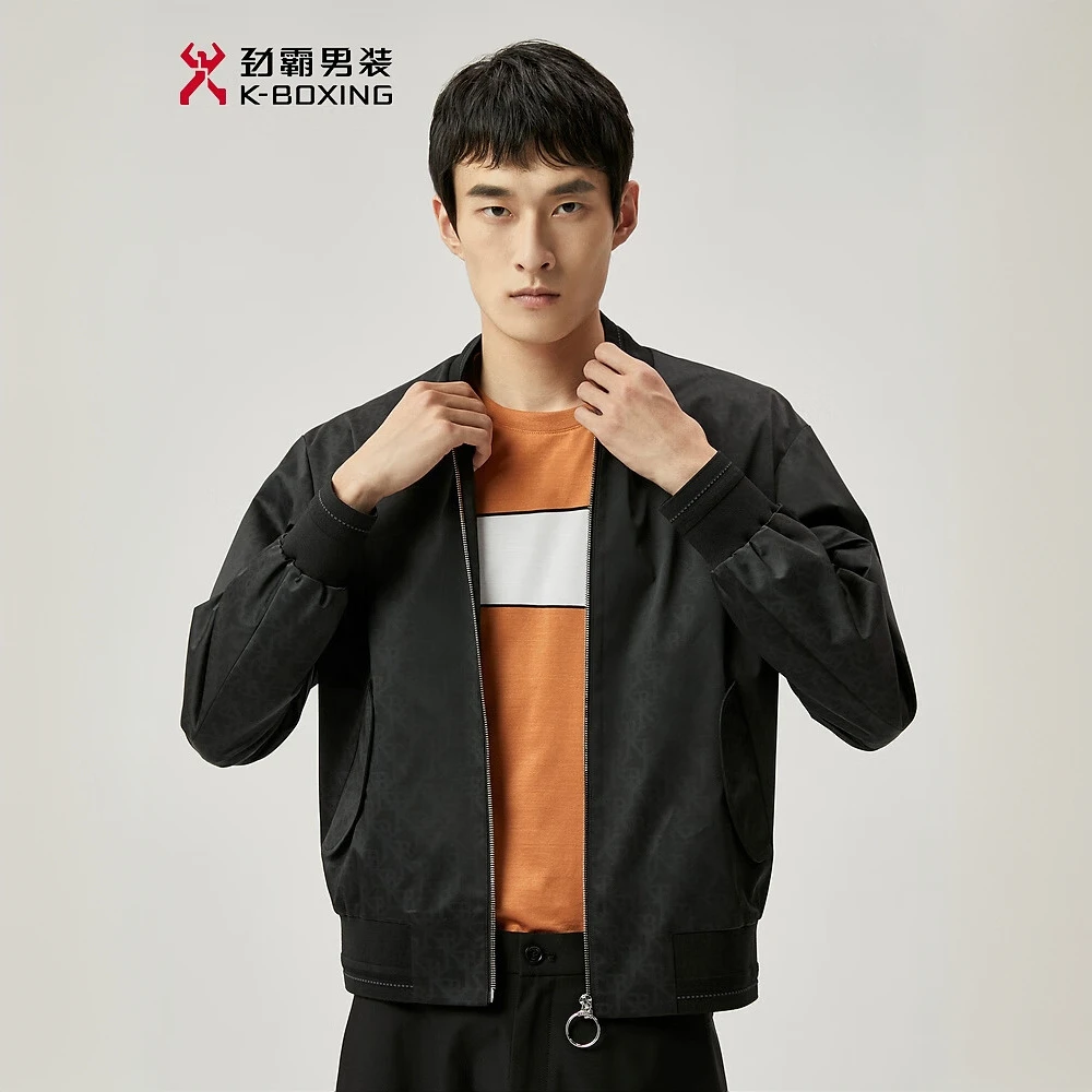 K-boxing/劲霸男装秋季时尚休闲痞帅印花棒球领夹克外套│FKDT1189