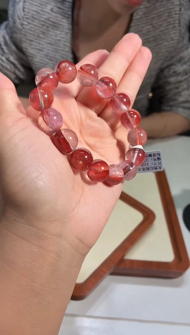 未镶嵌手链发晶13.8-14m红胶花手链多样性发一