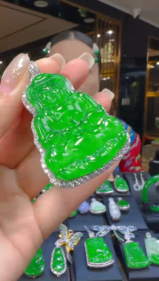 吊坠(赠链)银S925镶嵌翡翠045（多样性发其一）