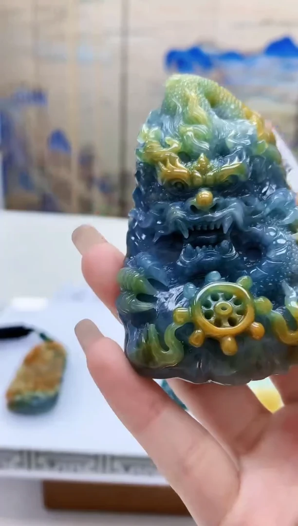 定制翡翠未镶嵌4852lr-毛货挂件+珠链80