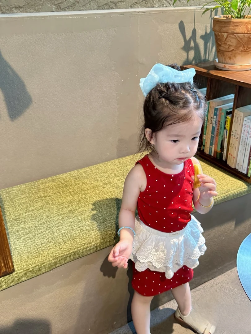 女童夏装背心吊带裙女宝宝夏季波点连衣裙儿童夏款洋气紧身裙Z045