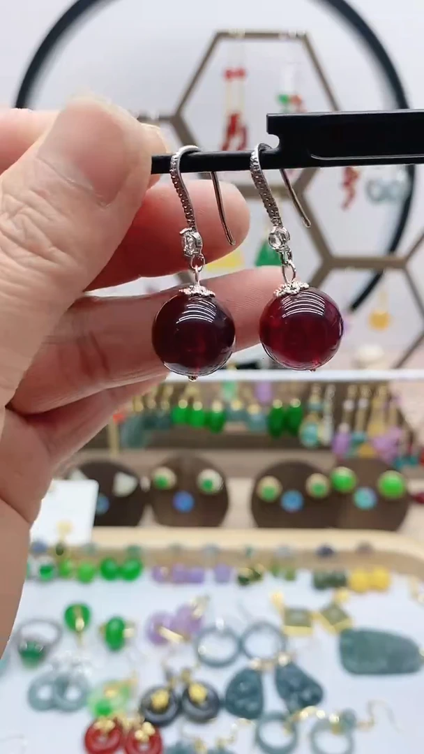 血珀未镶嵌耳饰89