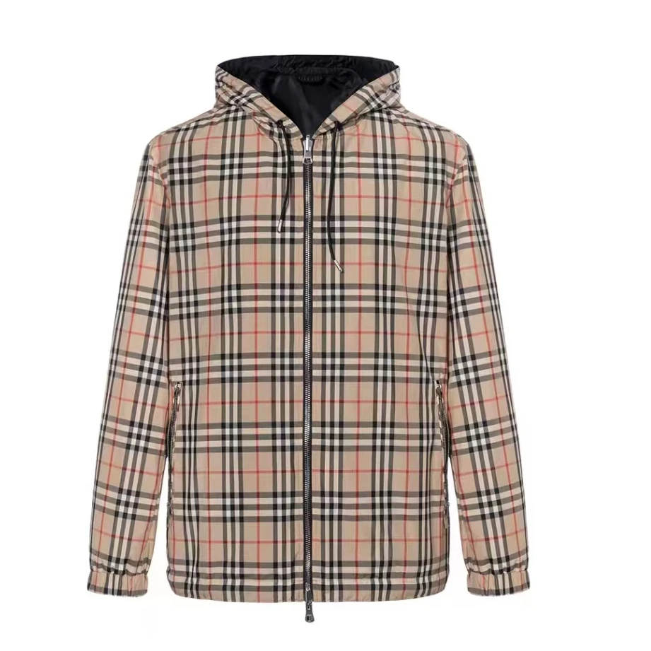 Burberry博柏利 SS25 格纹连帽长袖夹克外套 男款ty