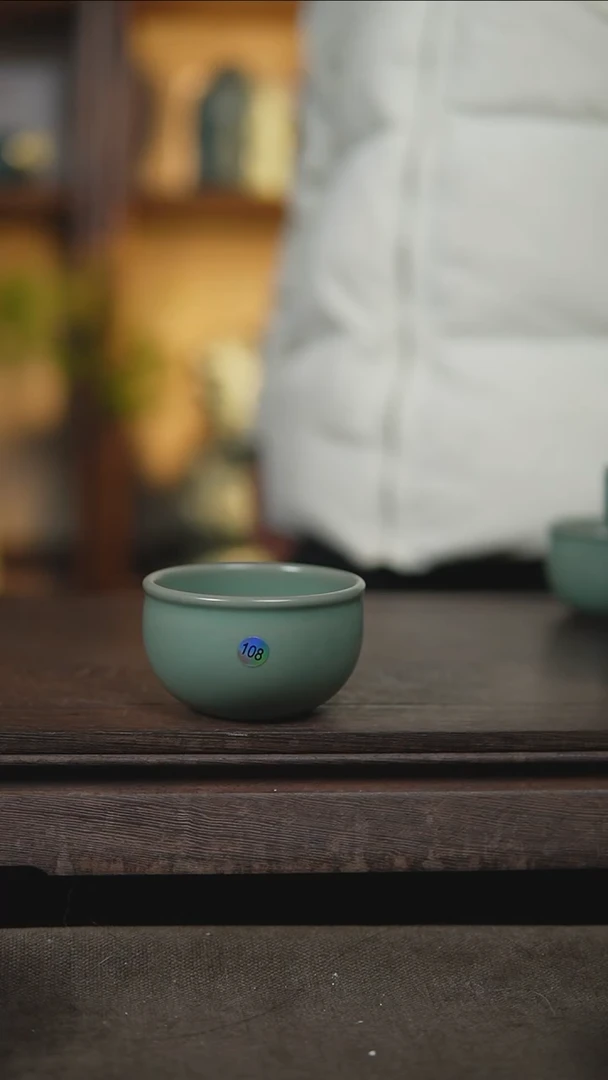【闪购商品】杯仿古翡翠绿平安缸杯微瑕108