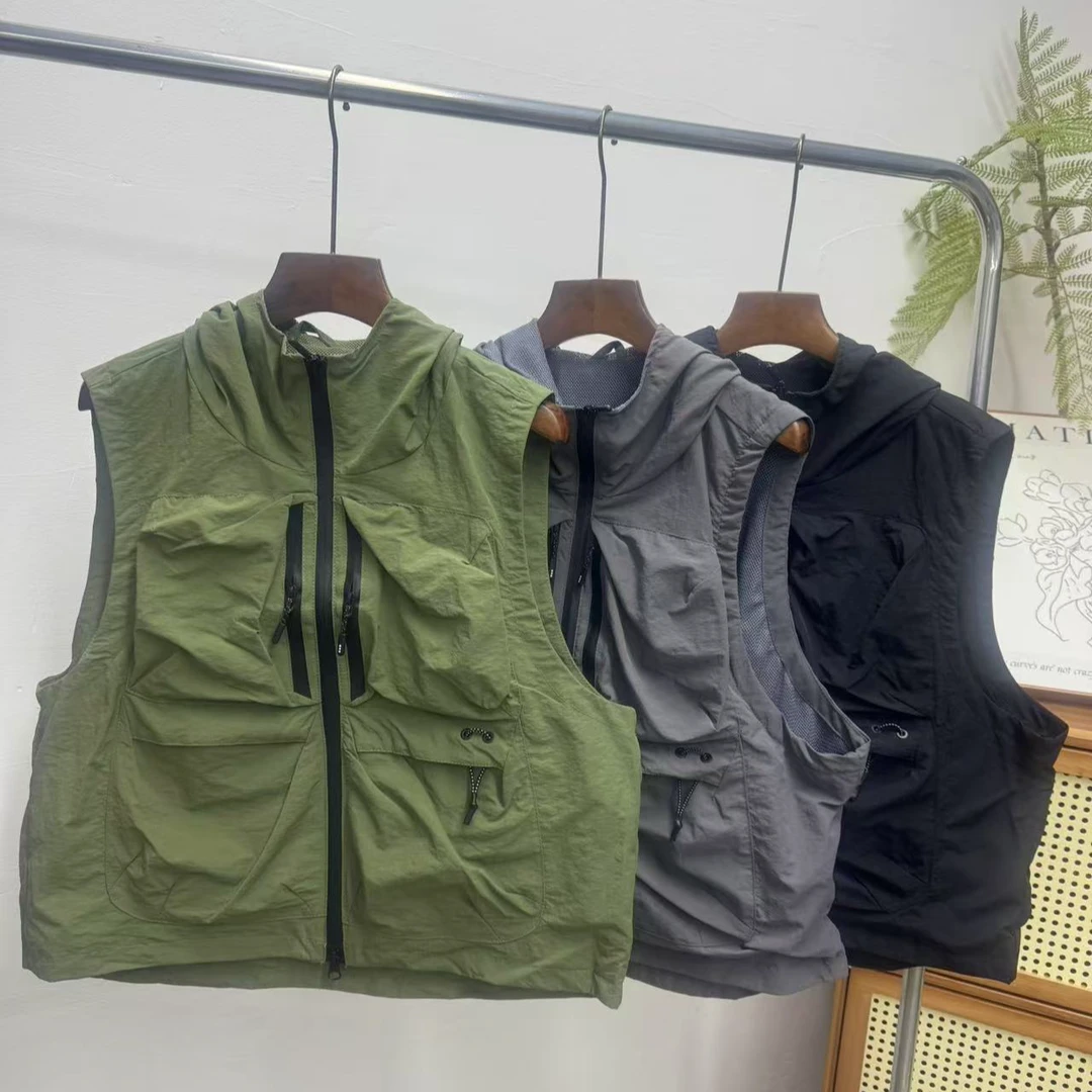 多口袋机能工装风背心男女痞帅设计感美式休闲宽松百搭马甲