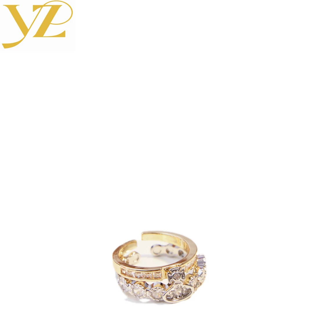 铜合金合成锆石戒指 3053气质轻奢土星爆款戒指