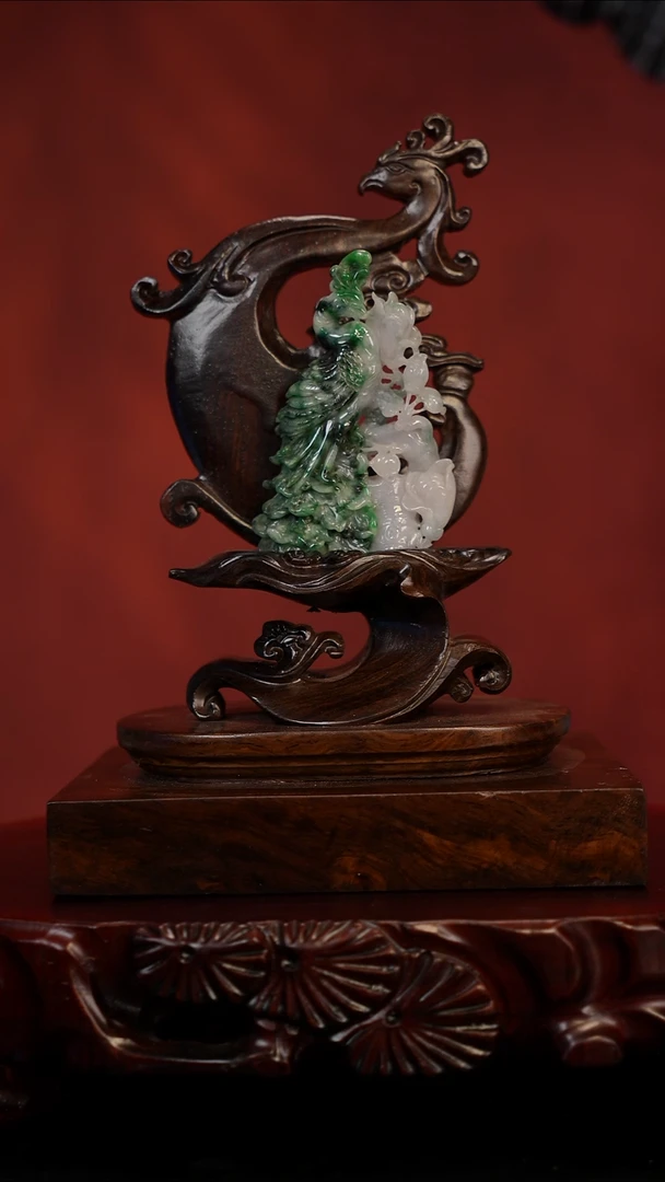未镶嵌摆件翡翠凤川牡丹小摆