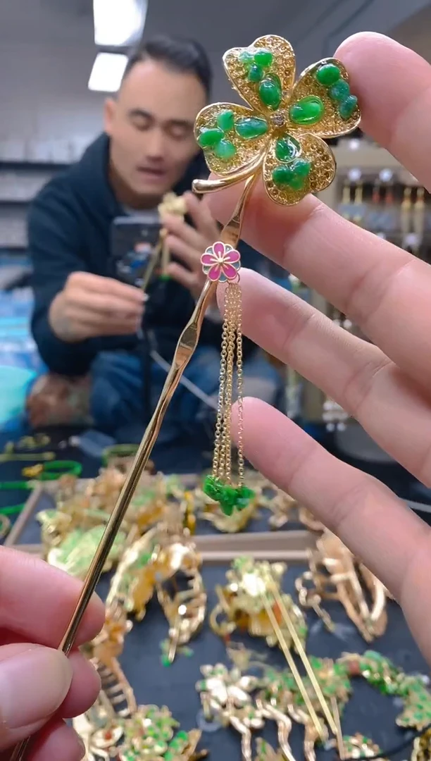 【闪购商品】翡翠耳饰合金130翡翠发簪