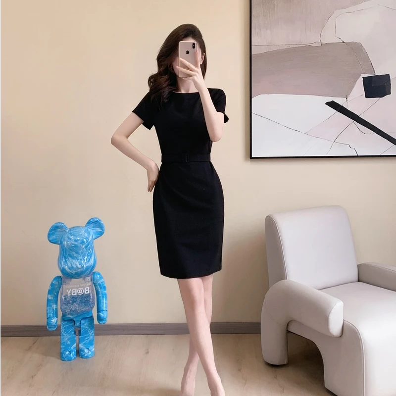 高端夏季连衣裙2025年新款法式中长款高级感黑色显瘦包臀裙子女夏