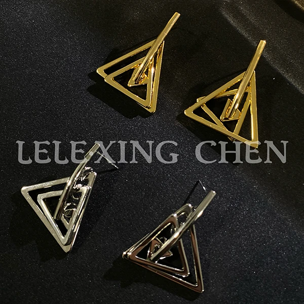 铜合金耳饰 时尚个性立体三角形耳环气质百搭