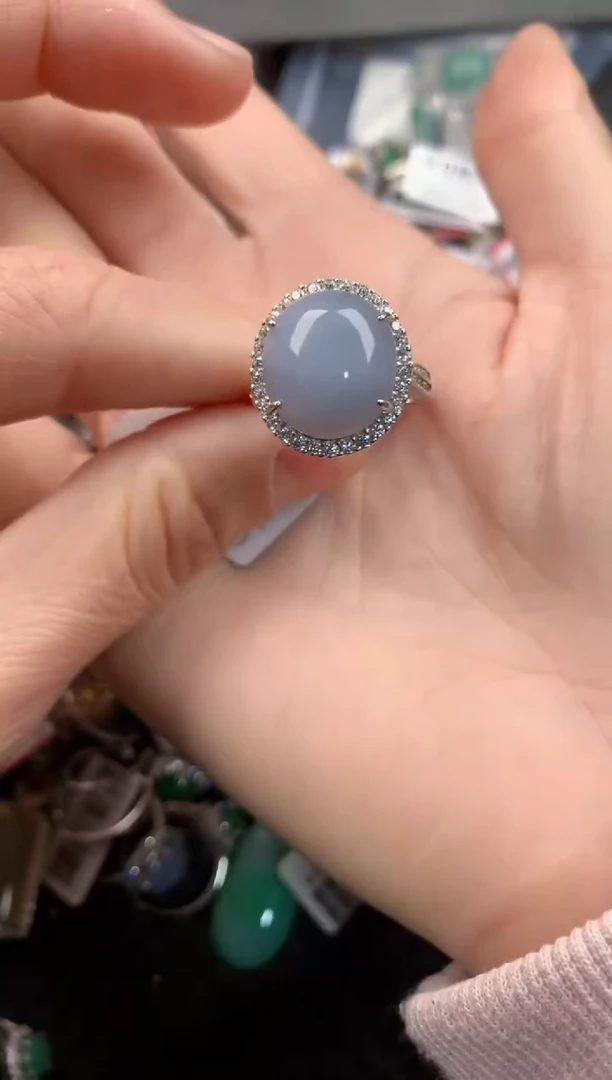 银S925镶嵌戒指翡翠3          9