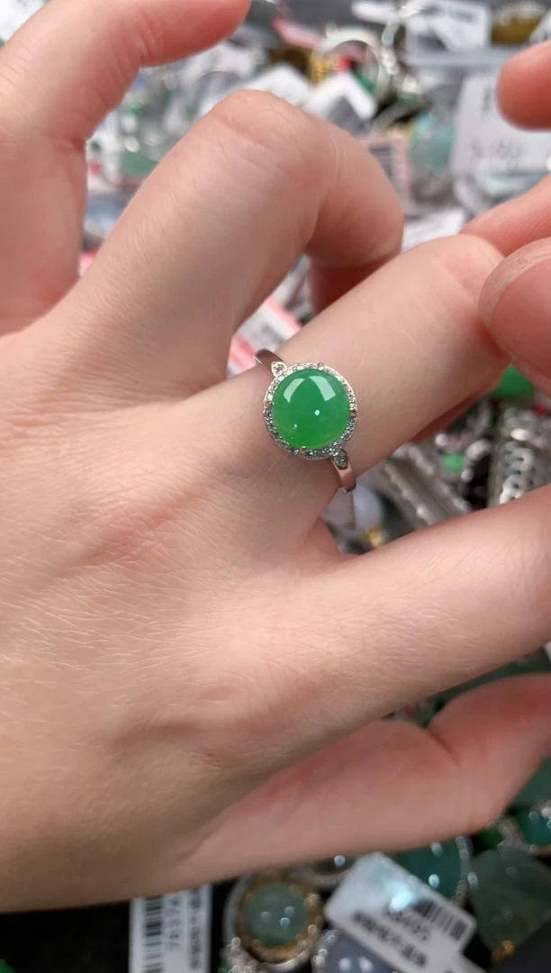 银S925镶嵌戒指翡翠44--2