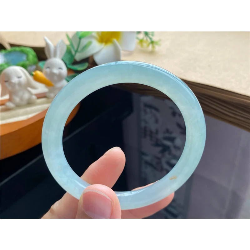 10.25批9824号翡翠手镯53.4-7.6-8！冰绿果冻镯！清爽漂亮的晴水