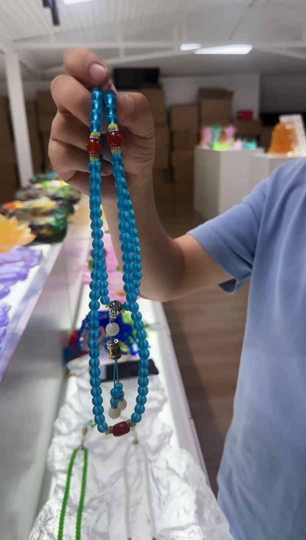 手工艺品琉璃古法琉璃108颗珠蓝色