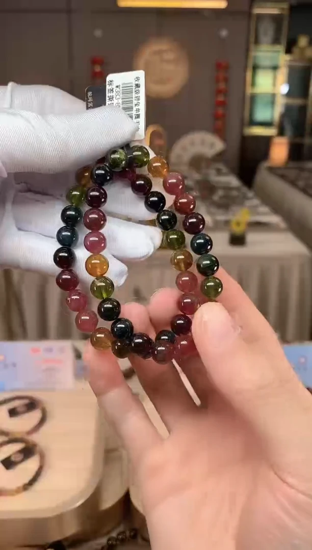 未镶嵌老矿碧玺彩虹单圈手串8mm+碧玺多样性发货一条xion