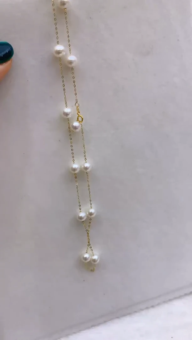 【闪购商品】淡水珍珠项链18K金镶嵌30 6.5-7mm