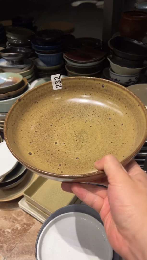 【闪购商品】瓷片232黄色手工大碗1个
