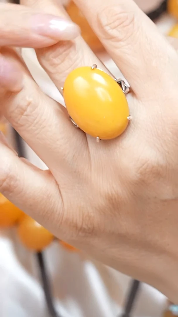 蜜蜡颈饰银S925镶嵌6324天然蜜蜡珠宝奇石云端妖孽妖花全部保真