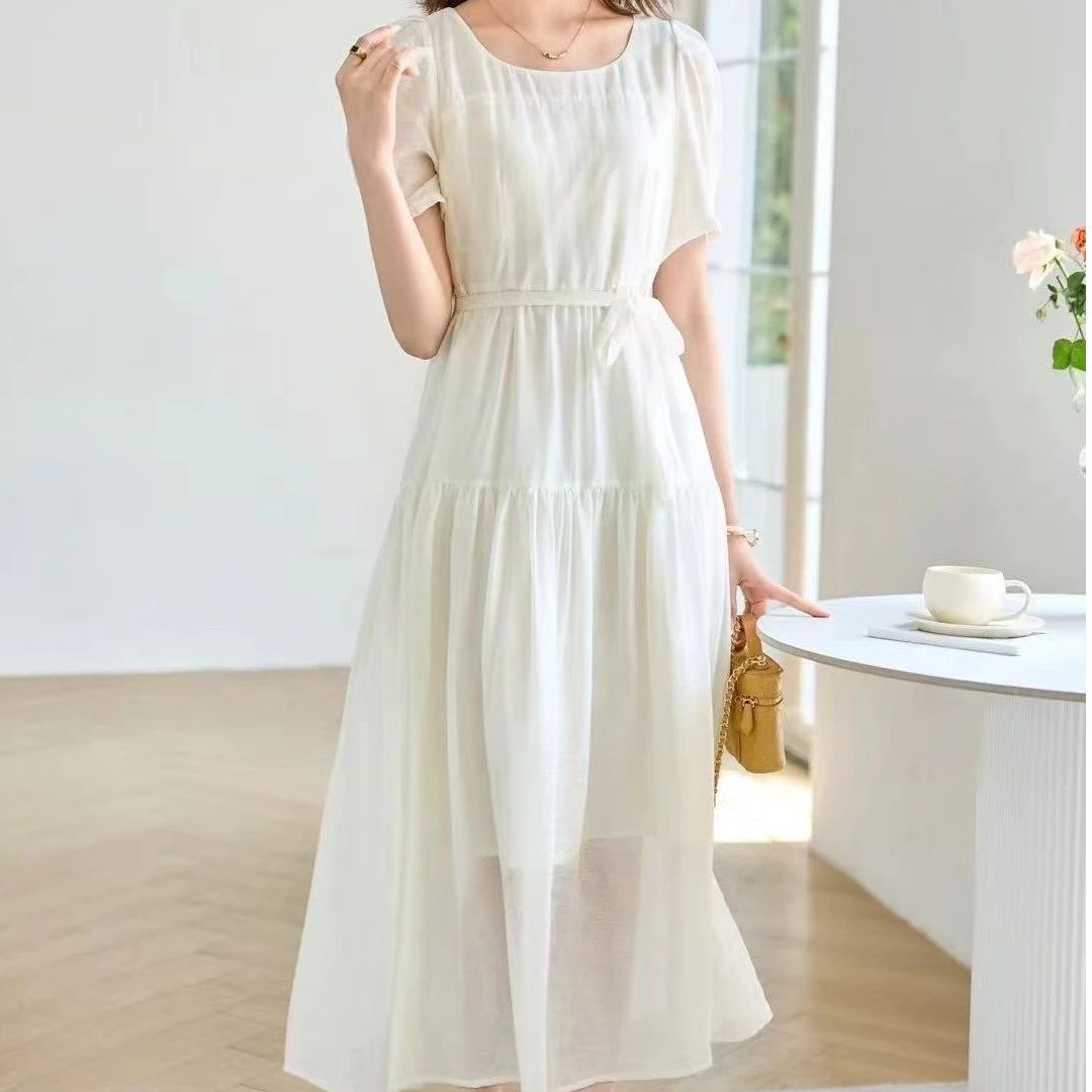 【XIAOHUIHUI】25夏 主播精选 漫夏微光 浮雕暗纹提花面料连衣裙