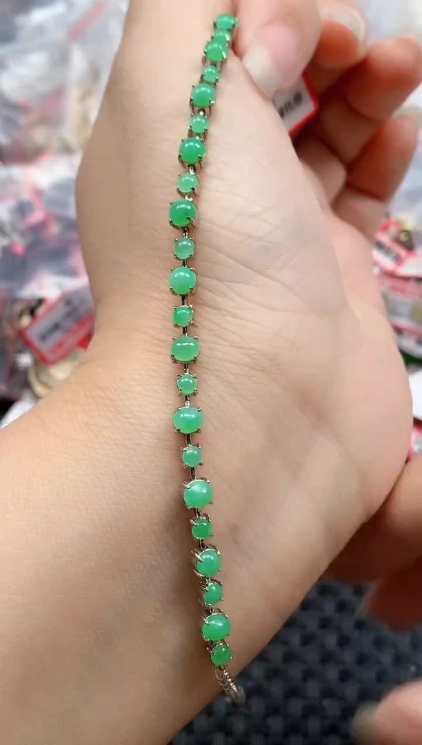 银S925镶嵌戒指翡翠天然A货缅甸翡翠