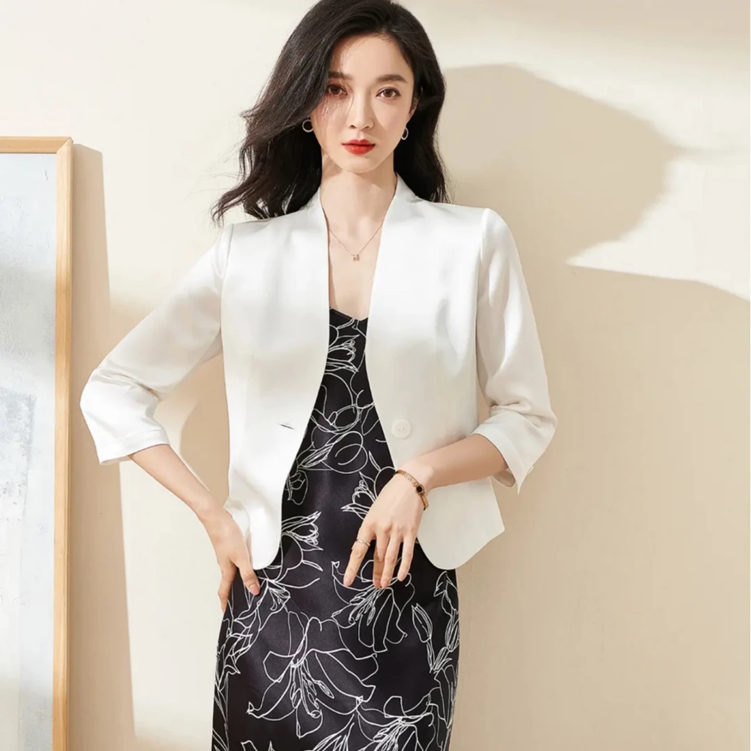 夏季高级感气质西装外套女2025新款小个子修身显瘦小西服8007