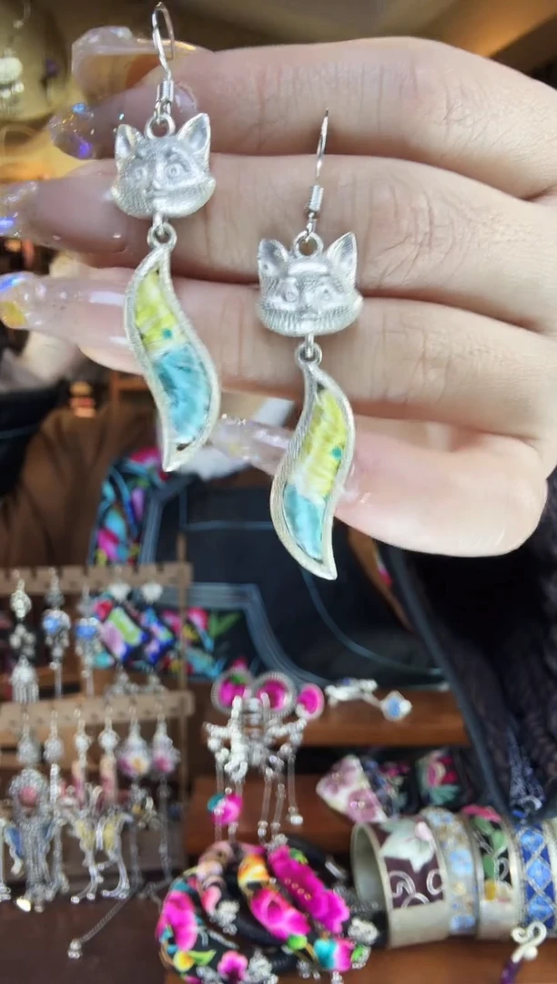 刺绣非遗刺绣民族风耳环