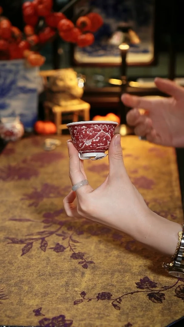 勤义堂 全红冰梅小压手杯