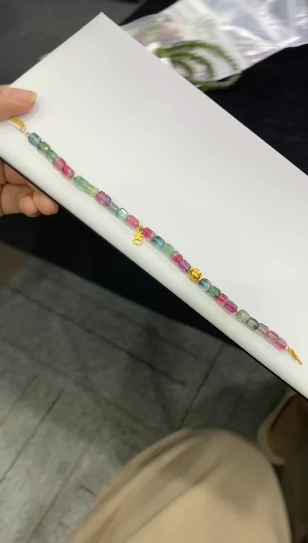 【闪购商品】碧玺手链未镶嵌【梦源珠宝】天然方糖手链