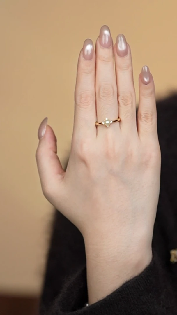 银S925镶嵌戒指海水珍珠4-5akoya羽皇金戒指