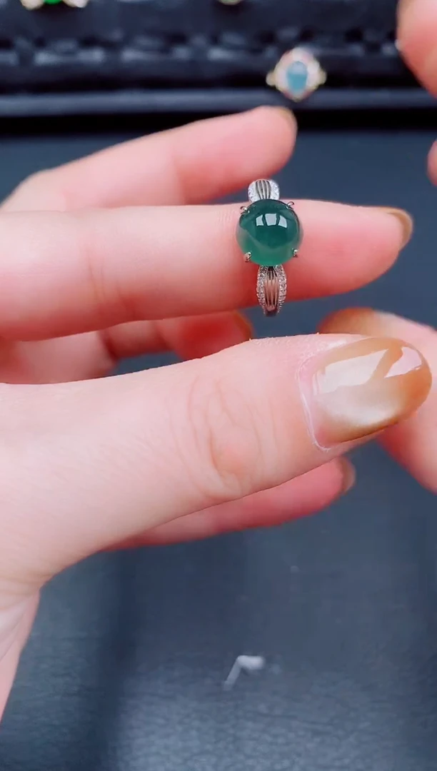 【闪购商品】翡翠戒指银S925镶嵌天然a货翡翠211