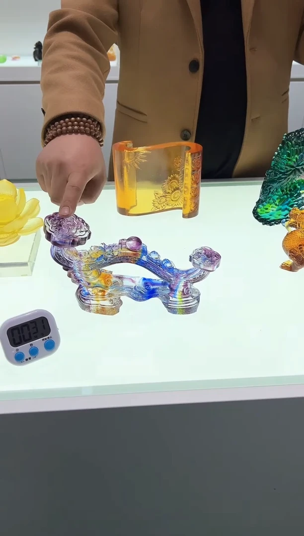 【闪购商品】泥塑古法琉璃龙凤如意摆件