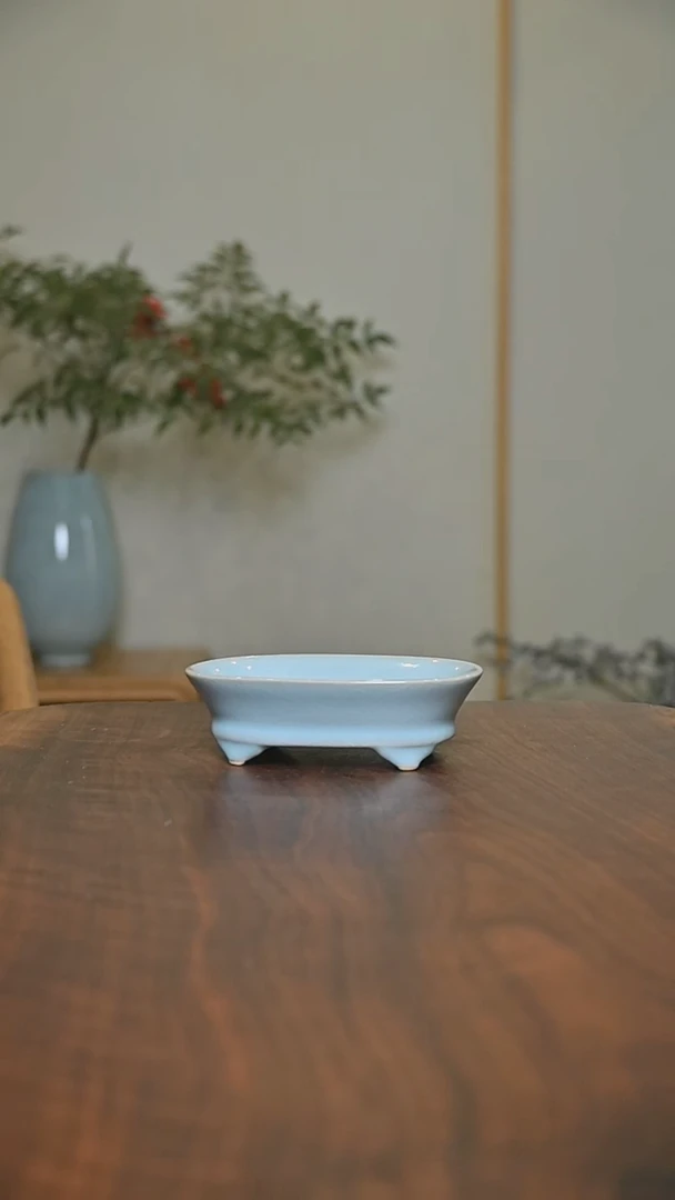 小水仙盆 天青 微瑕 朱家汝窑款