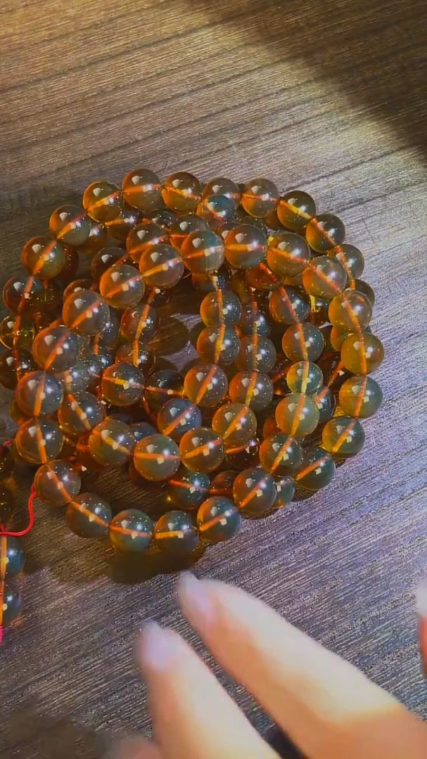 【闪购商品】琥珀项链未镶嵌坎迪血红茶珀108珠