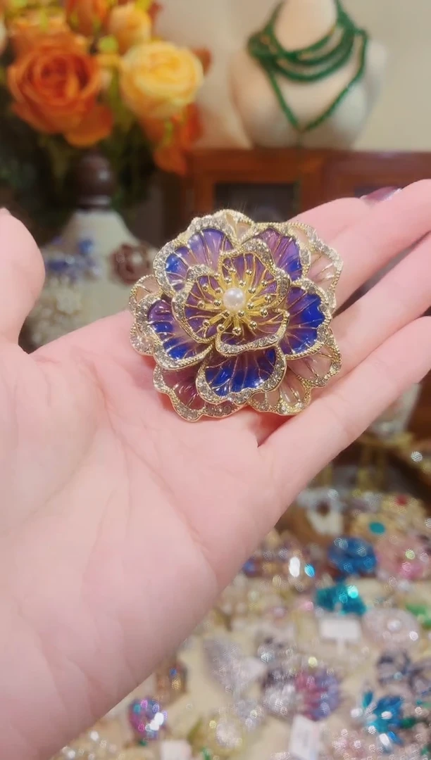 合成立方氧化锆铜合金紫色牡丹花