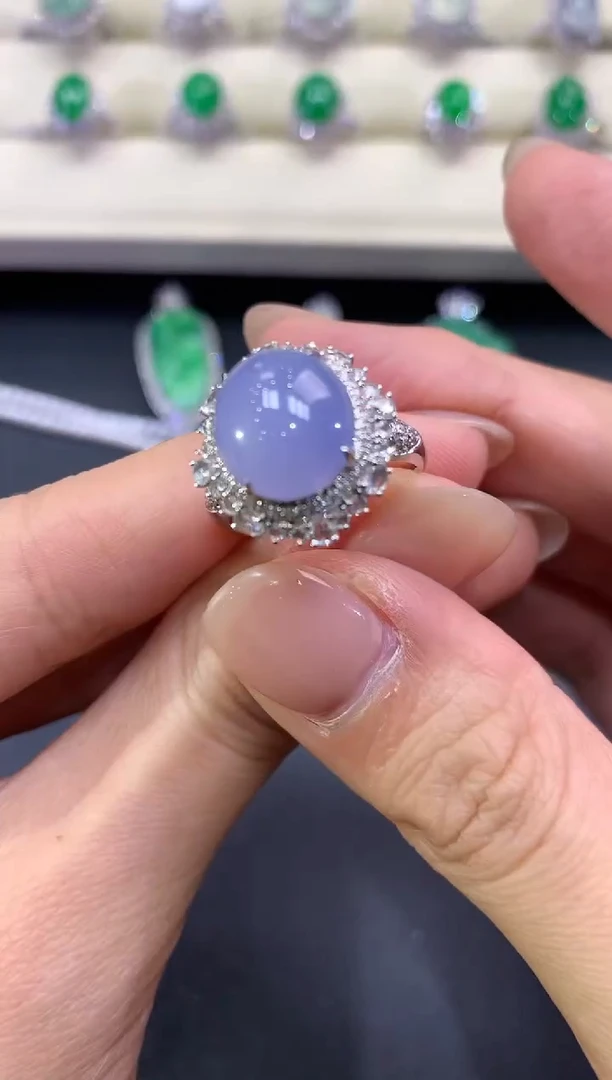 【闪购商品】翡翠戒指18K金镶嵌a197紫货有色差