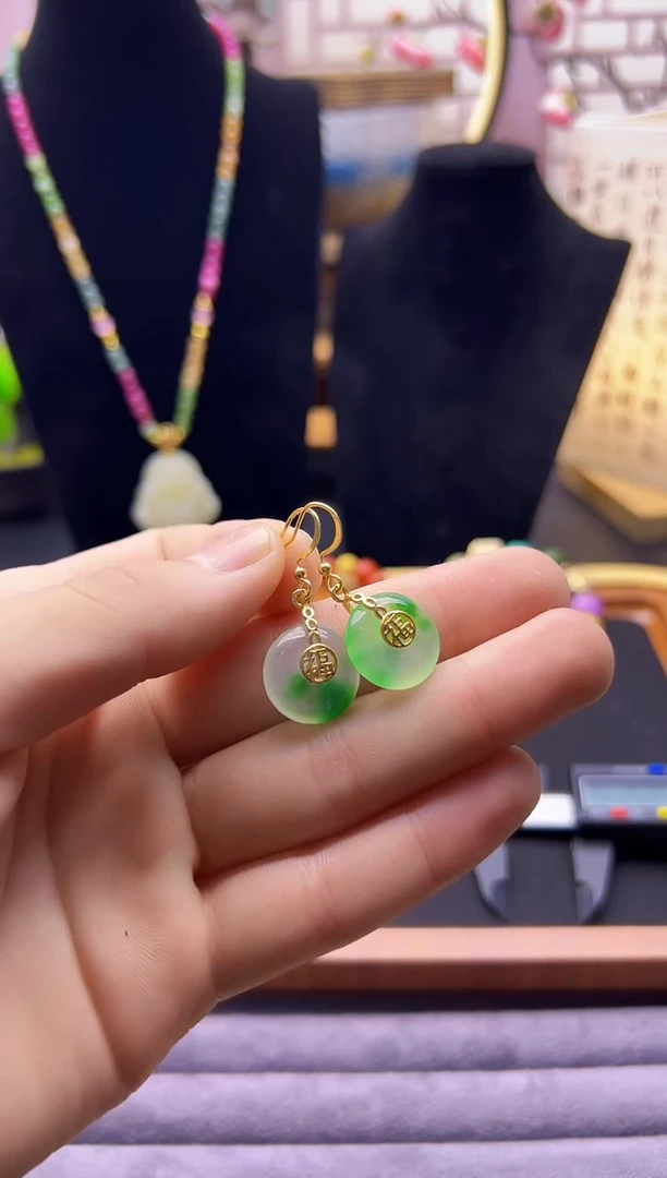 【闪购商品】翡翠耳饰14K金镶嵌E113