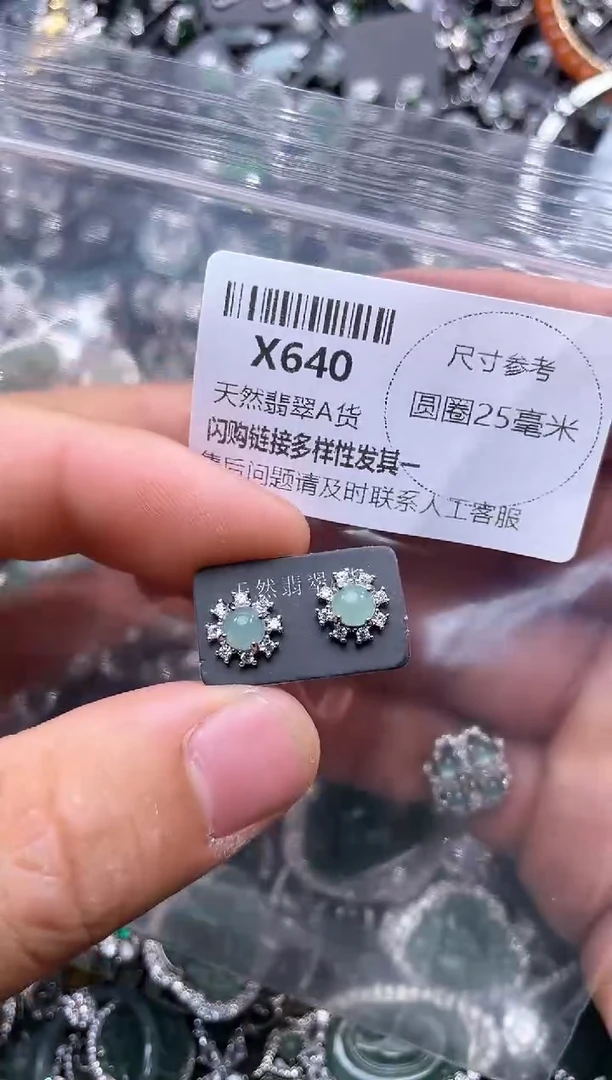 【闪购商品】翡翠颈饰未镶嵌X640耳钉
